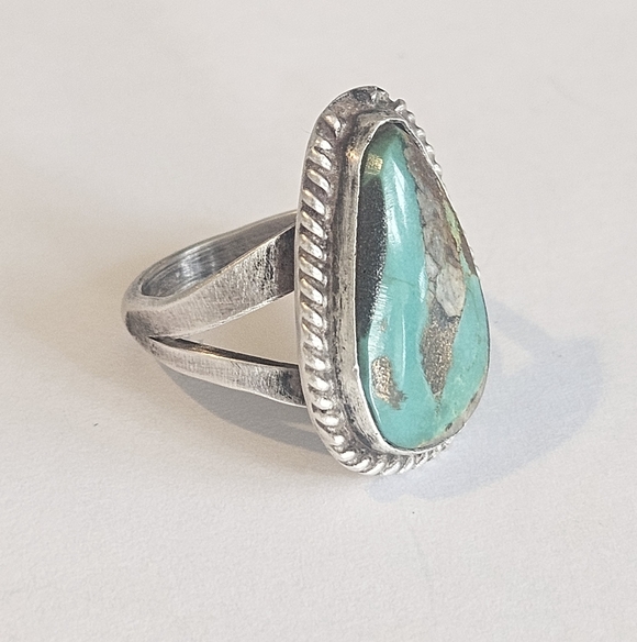 Vintage Fred Harvey Era Royston Turquoise Sterling Silver Navajo Ring Sz 7 - Picture 7 of 8